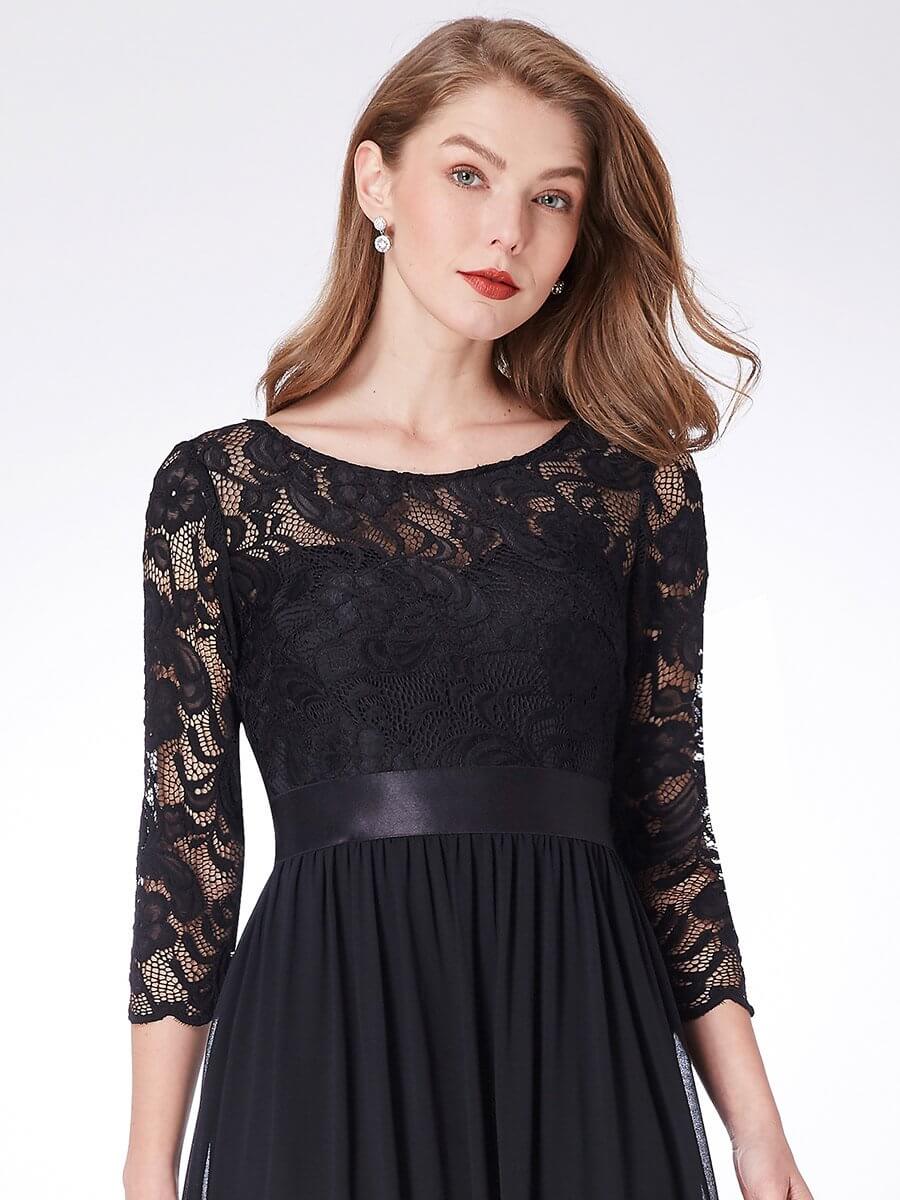 ey7412bk three quarter lace sleeve black and chiffon long evening gown eternally yours ey7412bk three quarter lace sleeve black and chiffon long evening gown eternally yours