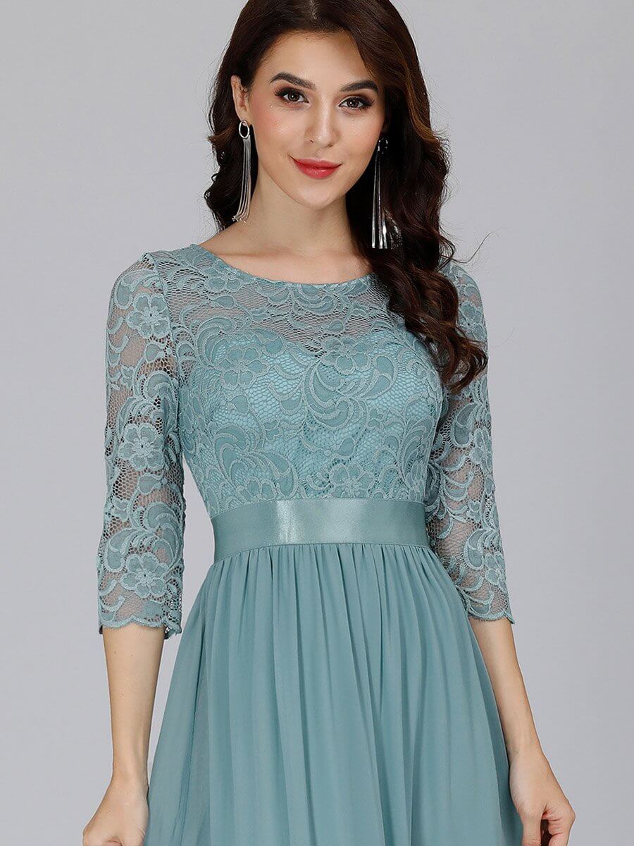 ey7412bl three quarter lace sleeve blue and chiffon long evening gown eternally yours ey7412bl three quarter lace sleeve blue and chiffon long evening gown eternally yours