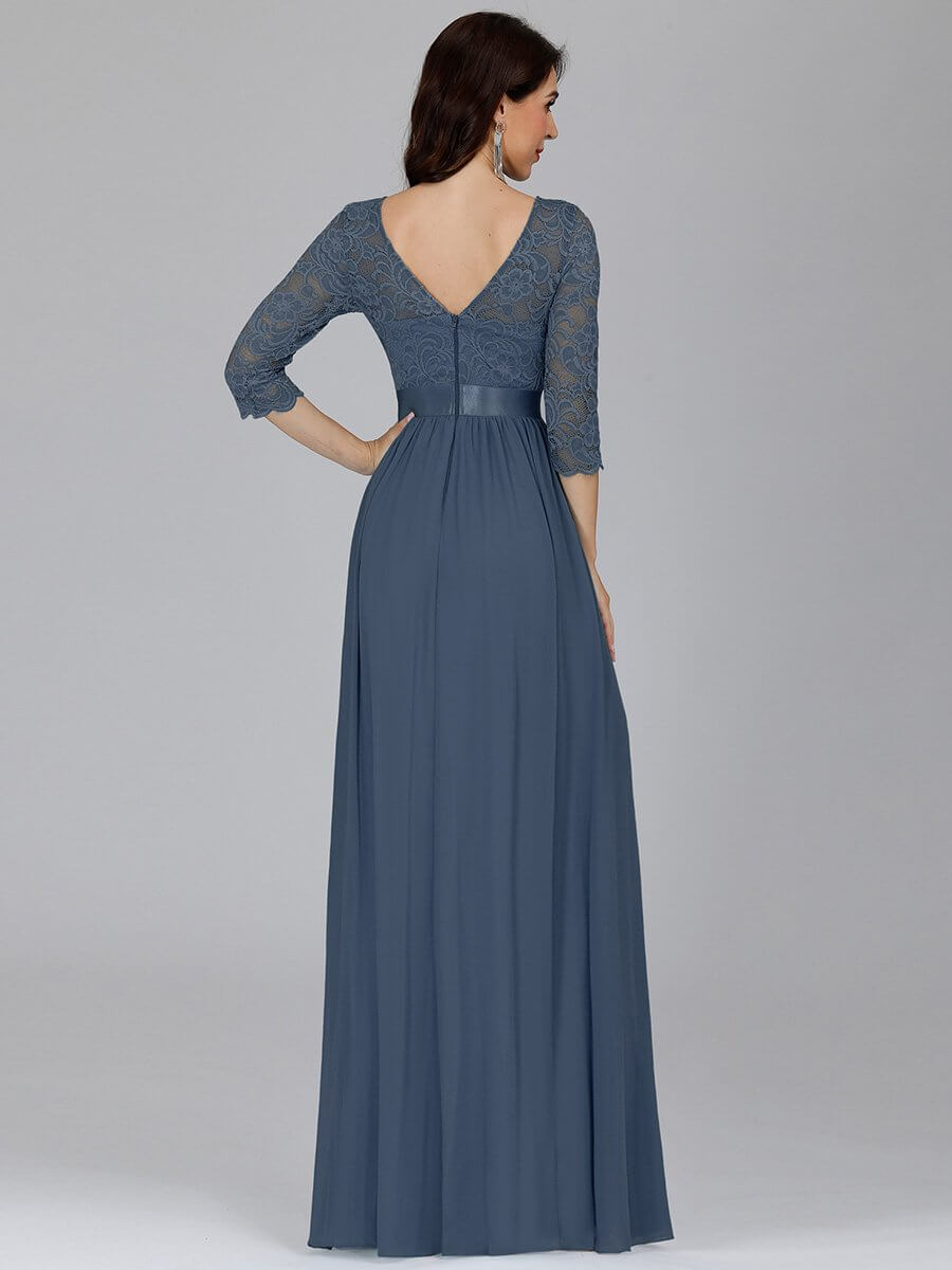ey7412dn three quarter lace sleeve blue and chiffon long evening gown eternally yours ey7412dn three quarter lace sleeve blue and chiffon long evening gown eternally yours