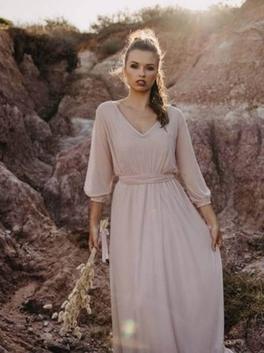 ey2114-hn-1 v neck three quarter sleeve hoiden bridesmaid dress eternally yours ey2114-hn-1 v neck three quarter sleeve hoiden bridesmaid dress eternally yours