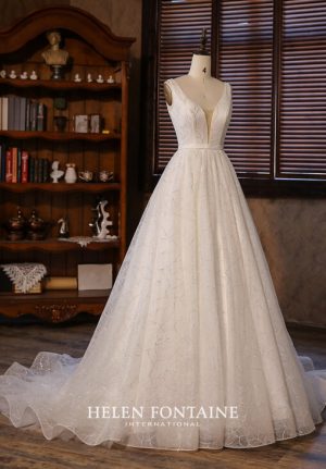 ey4217-hf a-line silver patterend helen fontaine wedding gown eternally yours