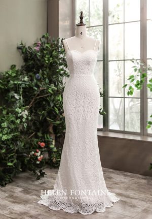 ey4231-hf fitted simple lace helen fontaine wedding gown eternally yours