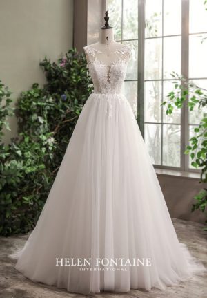 ey4232-hf a-line lace and tulle helen fontaine wedding gown eternally yours