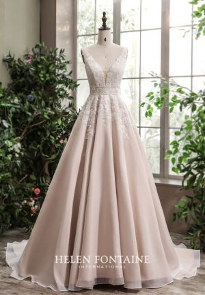 ey4239-hf a-line low back lace button detail helen fontaine wedding gown eternally yours