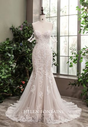 ey4240-hf off shoulder mermaid lace and tulle helen fontaine wedding gown eternally yours