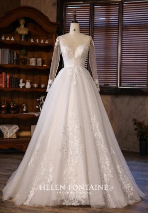 ey4241-hf long sleeve lace and tulle helen fontaine wedding gown eternally yours