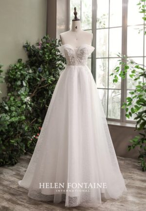 ey4247-hf beaded chiffon off shoulder a-line helen fontaine wedding gown eternally yours