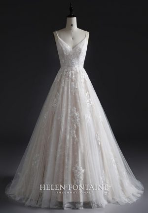 ey4250hfw A-line tulle and lace helen fontaine wedding gown with lace applique eternally yours