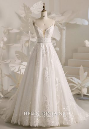 ey4253-hf A-line lace and tulle helen fontaine wedding gown eternally yours