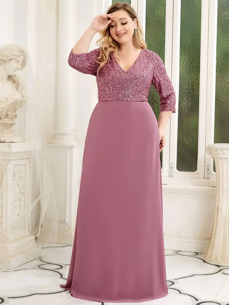 ey0751bd sequins and chiffon plus size pink purple orchid long evening gown eternally yours ey0751bd sequins and chiffon plus size pink purple orchid long evening gown eternally yours