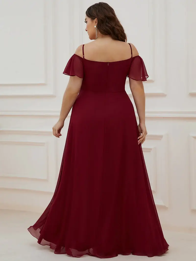 ey0237 soft ruffle off shoulder burgundy long evening gown with slit eternally yours ey0237 soft ruffle off shoulder burgundy long evening gown with slit eternally yours