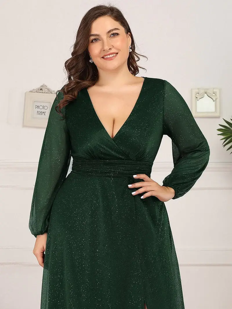 ey0739dg glittery long sleeve green long evening gown with slit eternally yours ey0739dg glittery long sleeve green long evening gown with slit eternally yours