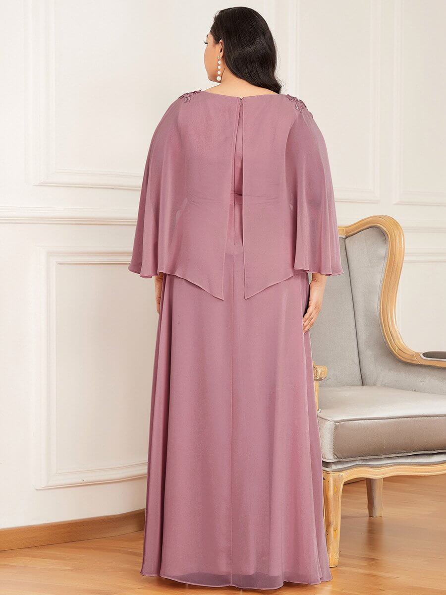 ey0638od chiffon pink purple orchid long evening gown with chiffon sleeves eternally yours