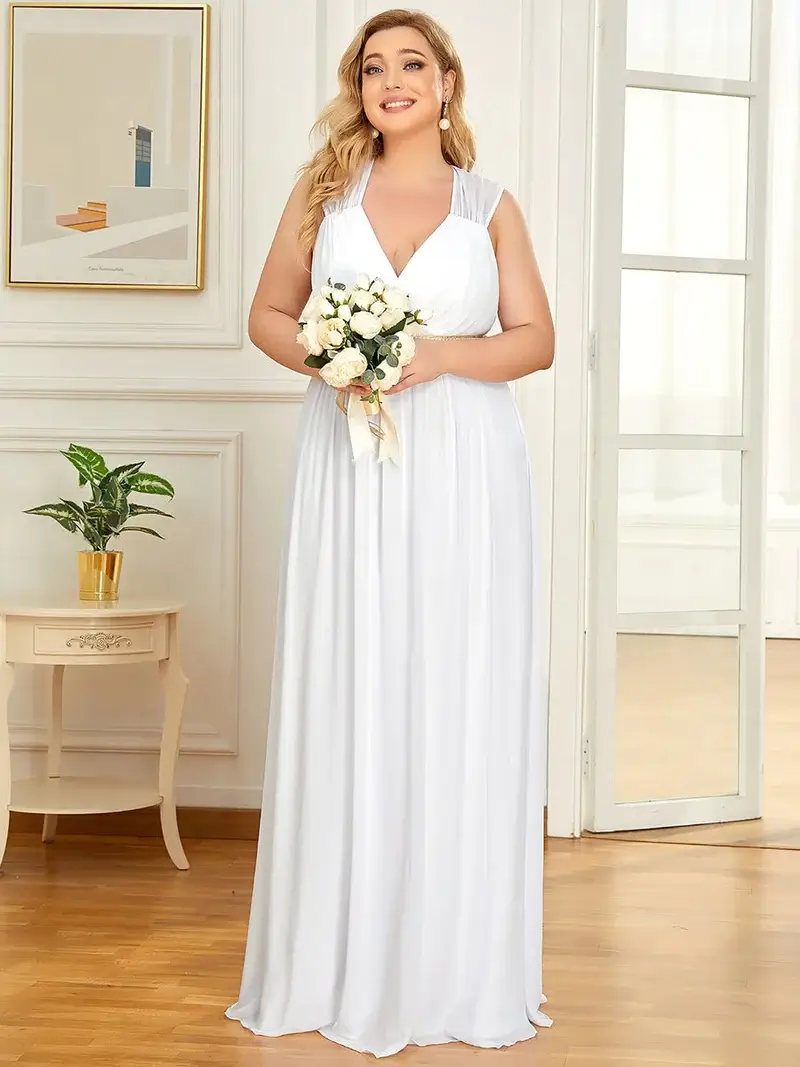ey8698 plus size white chiffon wedding gown eternally yours