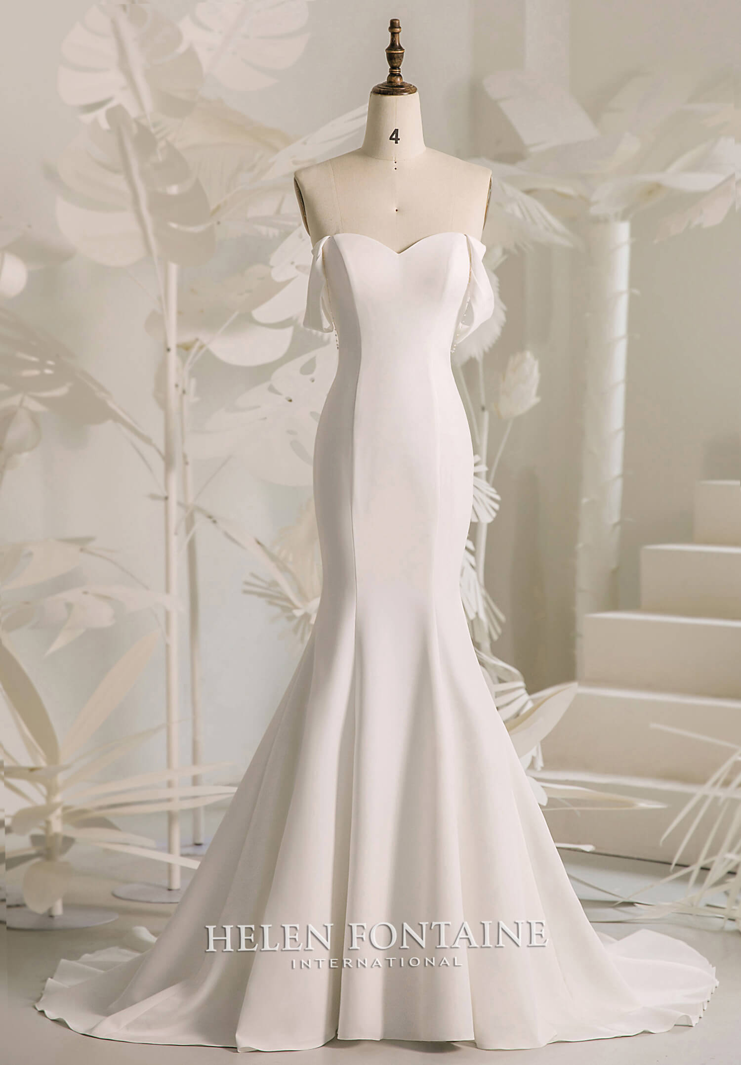 ey4257 Helen Fontaine Simple Mermaid Wedding Gown with Detachable straps and chains eternally yours