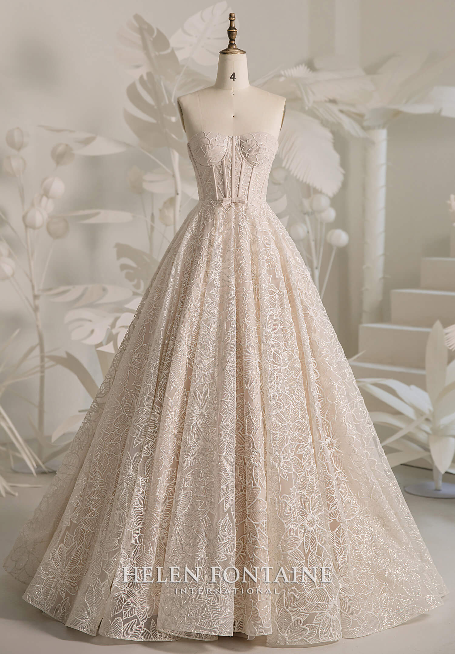 ey4274 helen fontaine sparkly floral wedding gown with corset bodice eternally yours