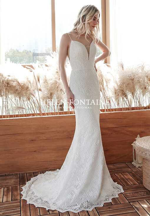 HFW4192-4 helen fontaine boho lace sheath wedding gown eternally yours