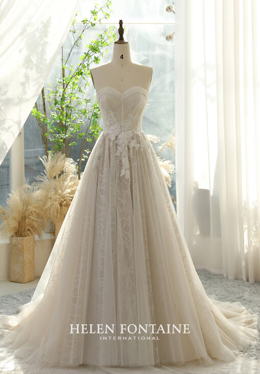 HFW4288-4 helen fontaine corset bodice with floral appliques and glitter tulle eternally yours